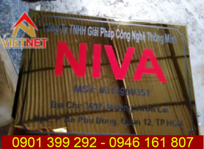 Gia công bảng tên công ty và logo inox ăn mòn cho thương hiệu NIVA