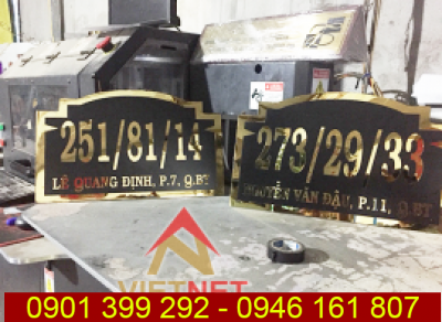 Các mẫu bảng số nhà gia công inox ăn mòn sơn đen tại quận Bình Thạnh