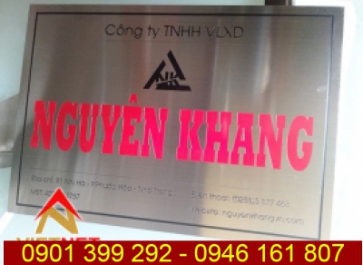 Bảng tên inox ăn mòn công ty Nguyên Khang