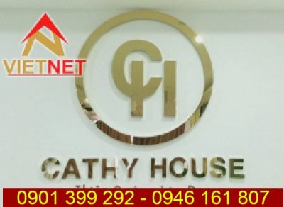 Bảng hiệu chữ inox vàng Cathy House