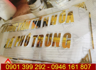 Chữ inox vàng Trung Tâm Văn Hóa Xã Phú Trung