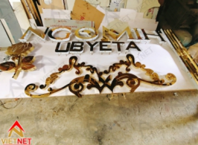 Gia công chữ inox vàng cho logo và bộ chữ UBYETA