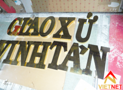 Gia công chữ nổi inox vàng Giáo xứ Vinh Tân Bình Thuận
