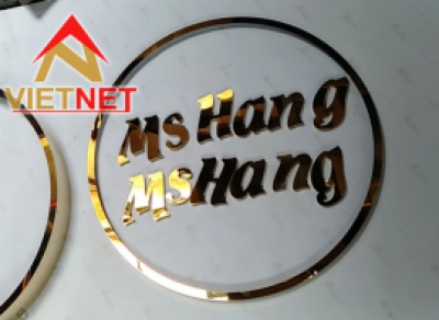 Làm chữ inox vàng bảng hiệu nhà hàng Ms Hang