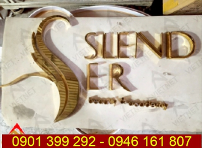 Chữ nổi inox xi mạ thương hiệu Slender Beauty & Academy