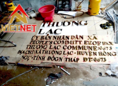 Bộ chữ inox vàng gương UBND xã Thường Lạc tại Hồng Ngự Đồng Tháp