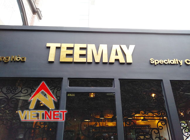 Bảng hiệu chữ đồng quán café TEEMAY tại tphcm