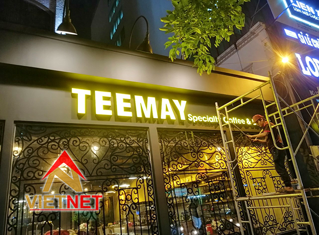 Bảng hiệu chữ đồng quán café TEEMAY tại tphcm