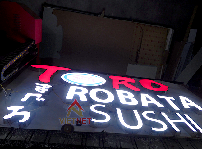 Gia công chữ inox lồng mặt mica nhà hàng TORO Robata Sushi (Úc)