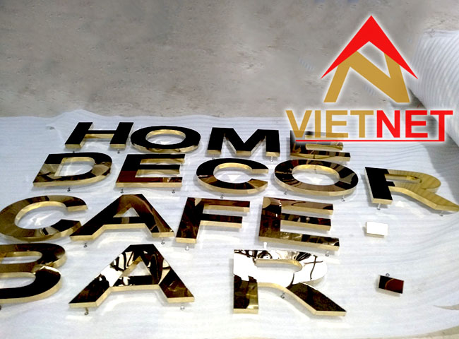 Chữ inox vàng gương Home Decor Cafe Bar