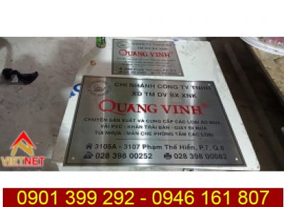 Gia công bảng hiệu ăn mòn kim loại Công ty Quang Vinh