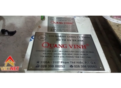 Gia công bảng hiệu ăn mòn kim loại Công ty Quang Vinh