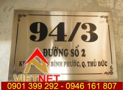 Bộ bảng số nhà inox trắng xước ăn mòn cho địa chỉ tại Hiệp Bình Phước