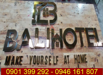 Gia công chữ inox hắt led sáng chân Bali Hotel