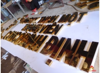 Gia công chữ nổi inox vàng cho công ty tại Bình Định
