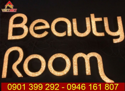 Chữ nổi inox mặt Acrylic giả đá Mon Beauty Room ấn tượng