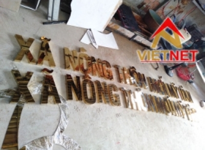 Mẫu chữ inox vàng cổng chào xã Mỹ Tân Tiền Giang