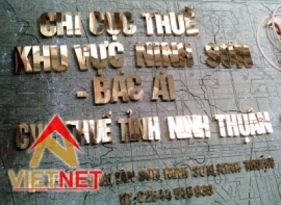 Chữ inox vàng gương chi cục thuế Ninh Sơn - Bác Ái Ninh Thuận