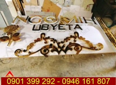 Gia công chữ inox vàng cho logo và bộ chữ UBYETA