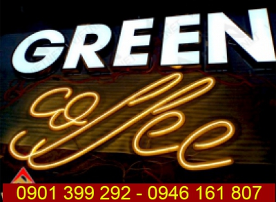 Bộ chữ sáng đèn cho bảng hiệu quán cafe GREEN Coffee
