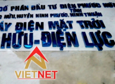 Chữ mẫu inox xanh gương Nhà máy điện mặt trời Phước Hữu tại Ninh Thuận