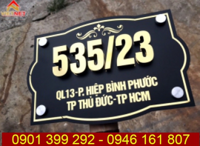 Làm bảng số nhà ăn mòn kim loại địa chỉ 535/23 QL13