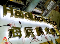Dự án chữ nổi sơn nhũ đồng bảng hiệu nhà hàng Haidilao