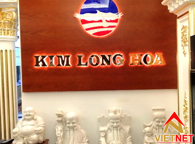 Gia công chữ inox vàng bảng hiệu cửa hàng Kim Long Hoa